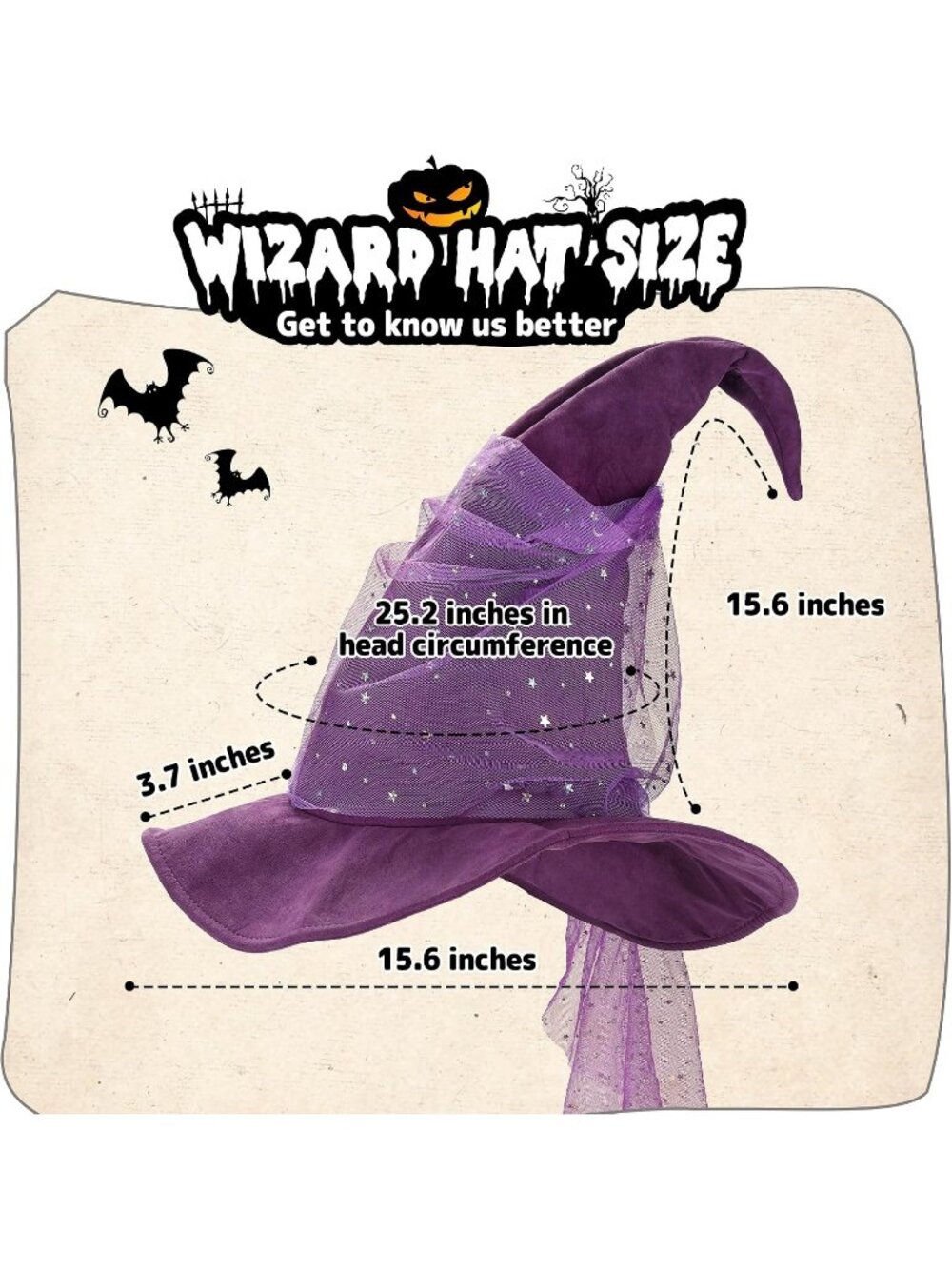 Women's Purple Mesh Halloween Witch Hats Cosplay Costume Accessory For Party - Picture 3 of 7